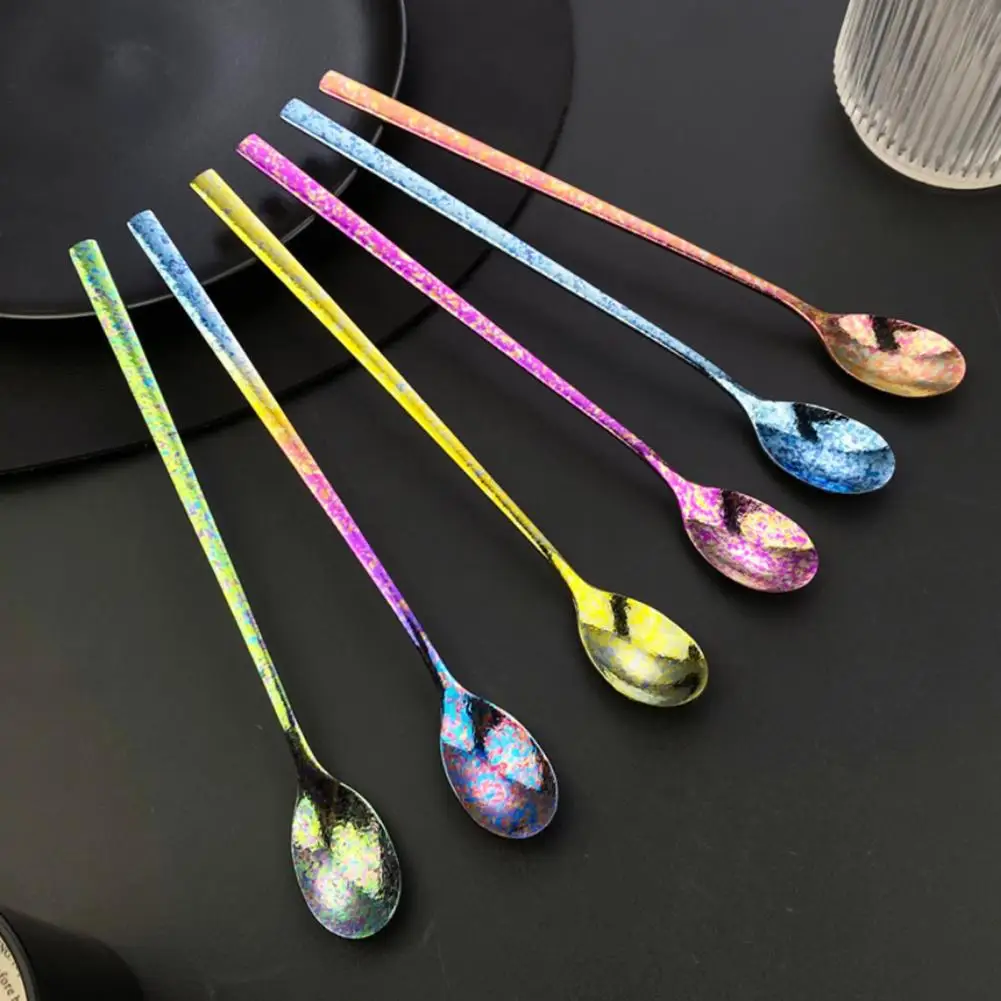 

Stirring Spoon With Long Handle Hammered Texture Spoon For Milk Tea Coffee Dessert Ice Cocktail Spoon Kitchen Tool