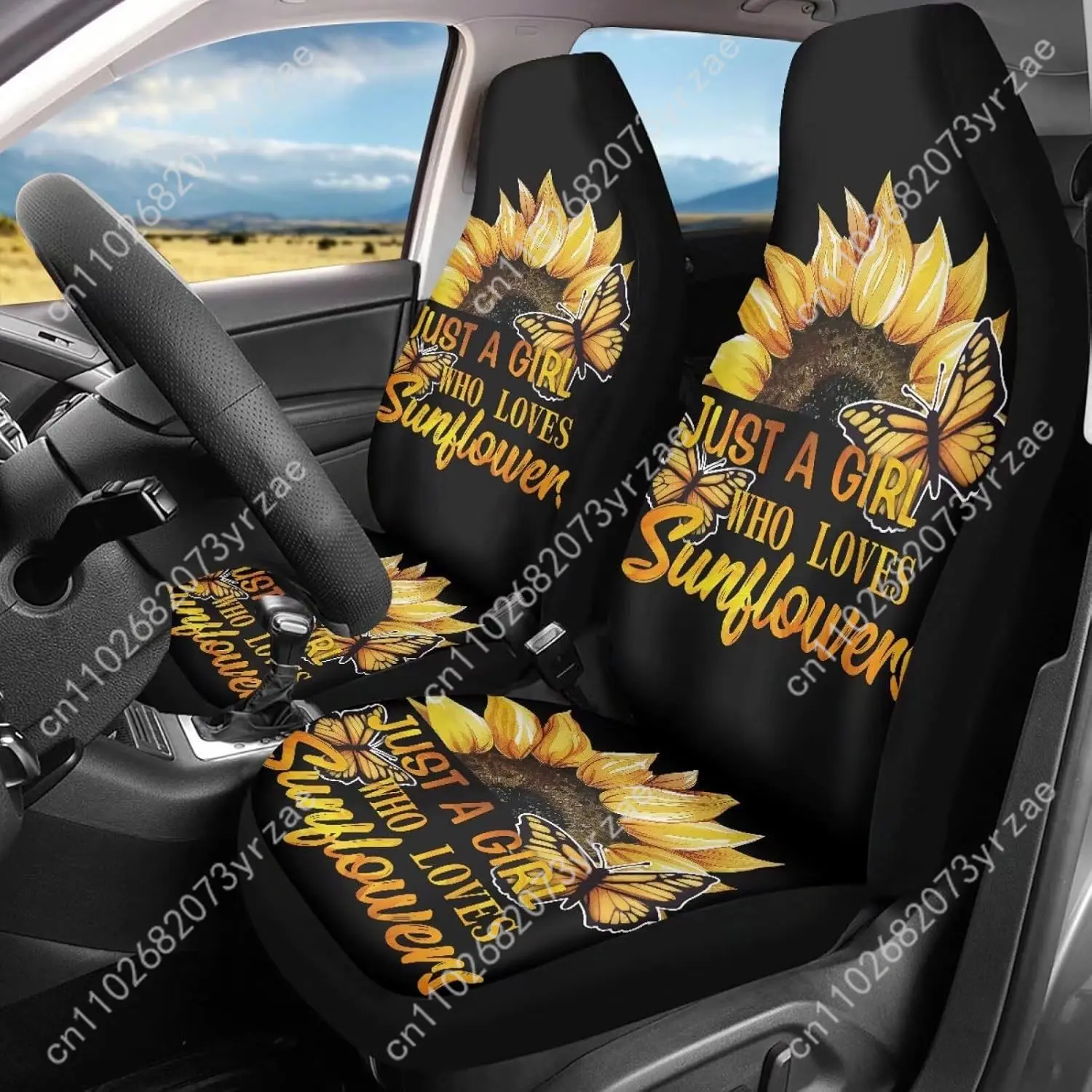 

Sunflower Butterfly Car Seat Covers Universal Environmentally Friendly Interior Decorations Comfortable Breathable Seat Covers