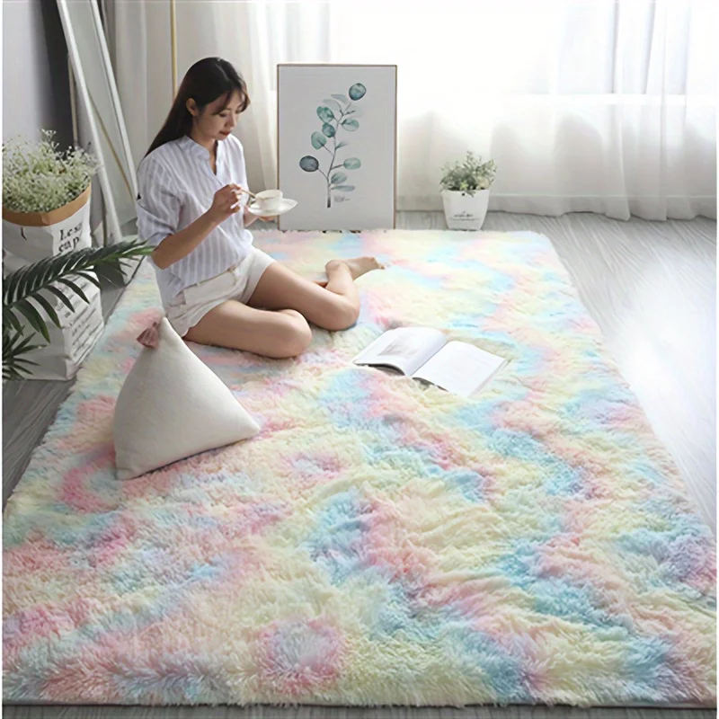 

DeluxePlushTie-dyeRainbow Mat, HandWash Only | Comfortable Bedroom and Living Room Floor Mat, Perfect for Home Decor and Comfort