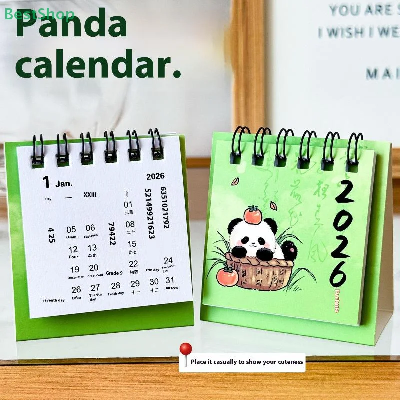 2026 Year Cartoon Panda Calendar Desktop Mini Calendar Clock In Program Student Rewards Creative Gifts