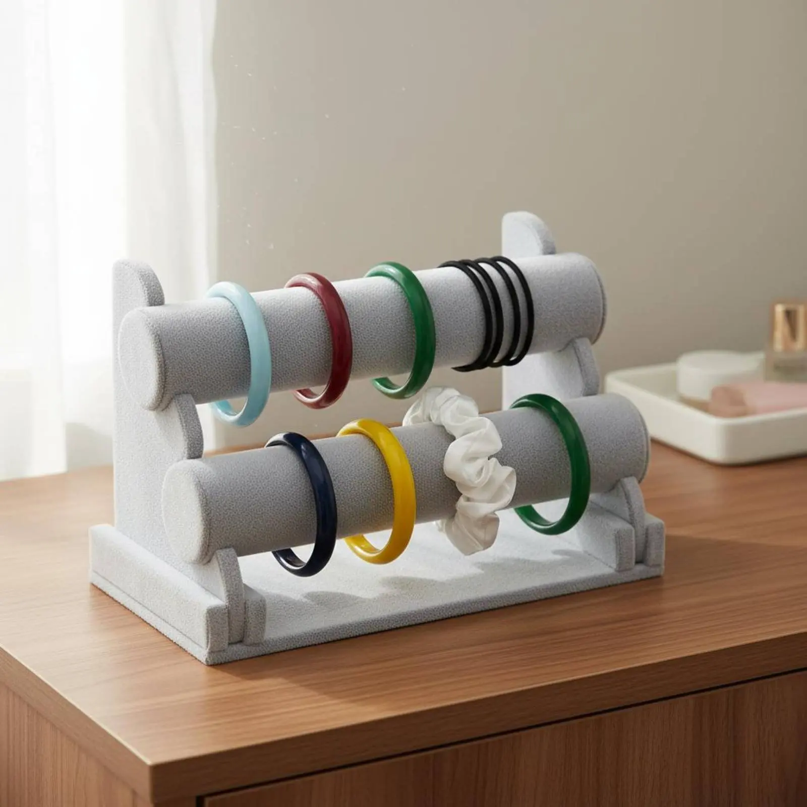 Headband Display Holder Untangled-Untangled Organization 3 Tier Crossbar Jewelry Stand Scrunchie Organizer Stand Sturdy Base