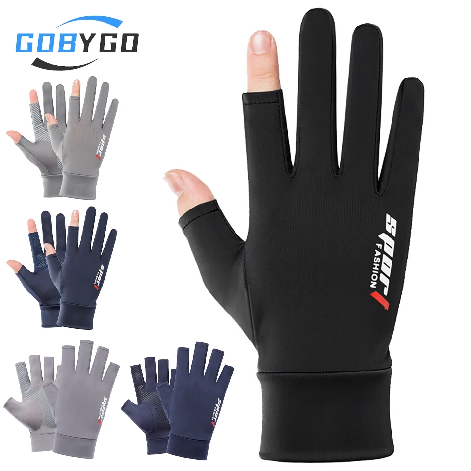 

GOBYGO Breathable Ice Silk Gloves Half Finger Anti-UV Sun Protection Cycling Running Fishing Driving Sports Quick Dry Thin Glove