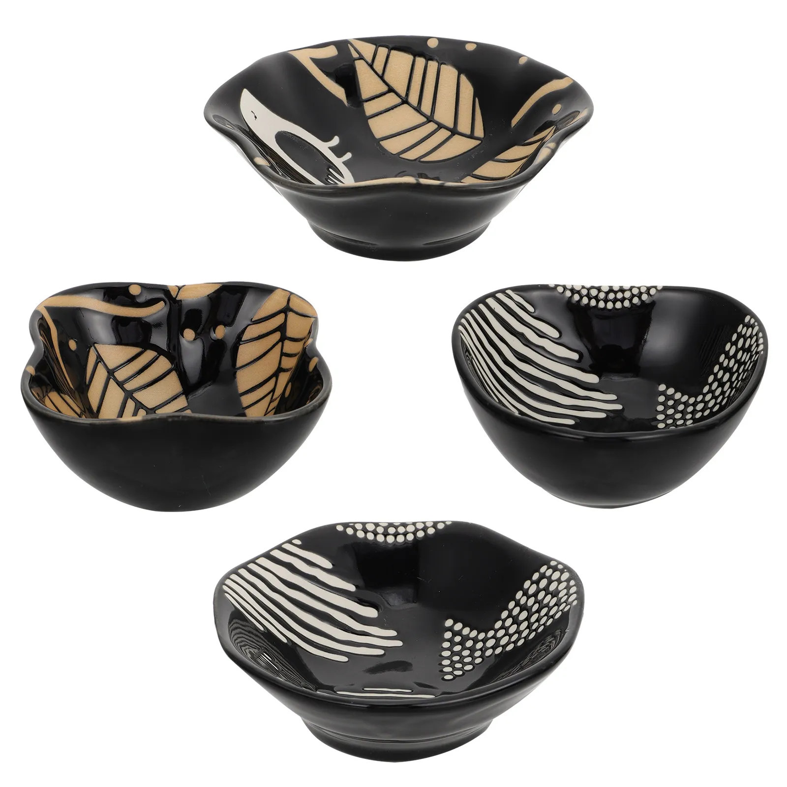 Juego de 4 Platos de Cerámica para Salsas, Aptos para Alimentos, Ecológicos, para Servir Mostaza, Aceite de Chile, Vinagre, Postres y Aperitivos