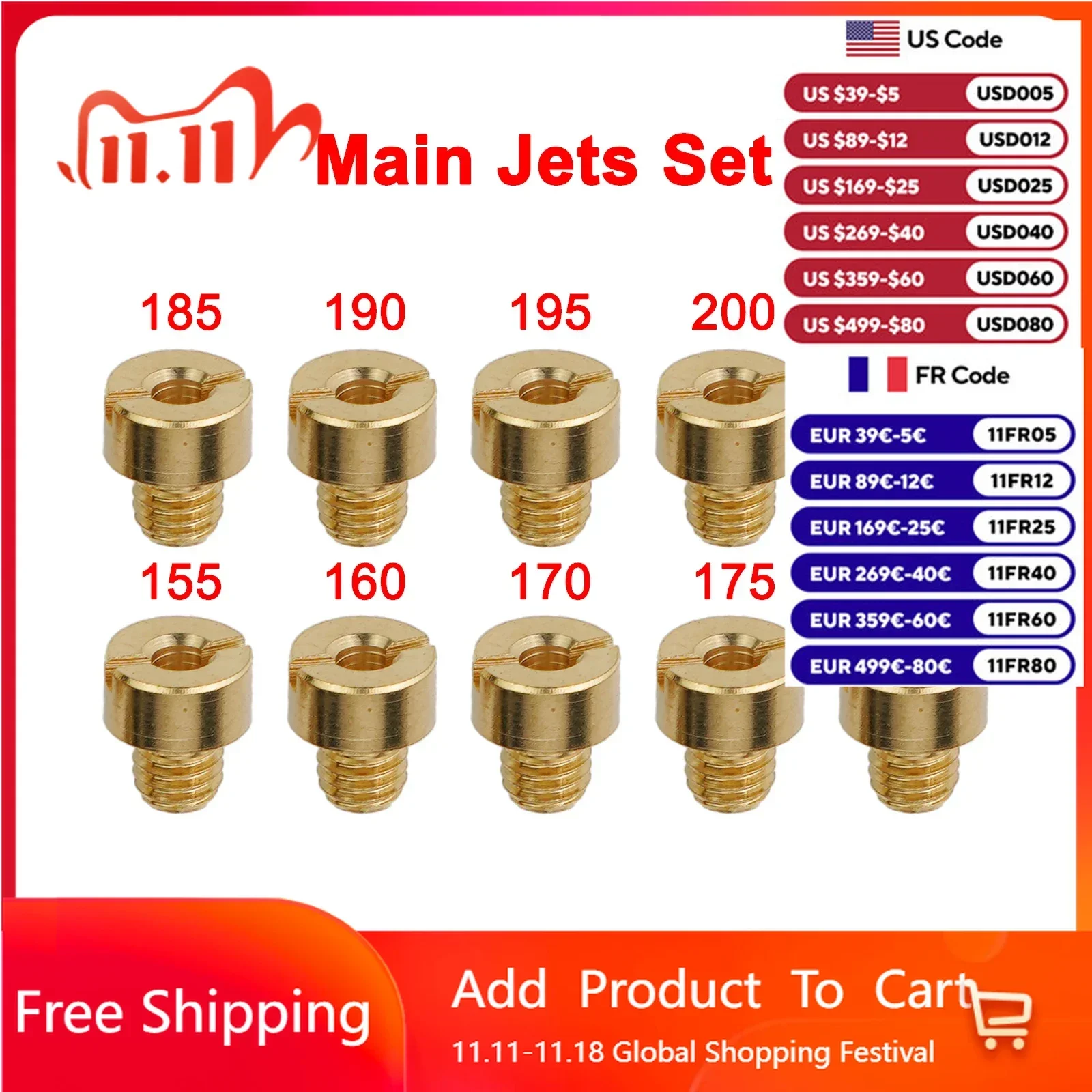 Carb Main Jets For Mikuni Carburetor # 155 160 170 175 180 185 190 195 200 205 Car Accessories High Quality Carburetor Nozzles