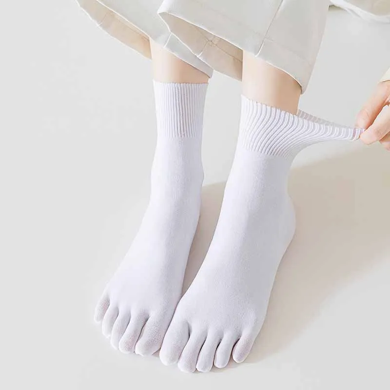 Velvet Five Fingers Socks Summer Thin Cotton Solid Color Breathable Absorbent Toe Socks Spring Autumn Women Socks Girls Gift Sox image 4