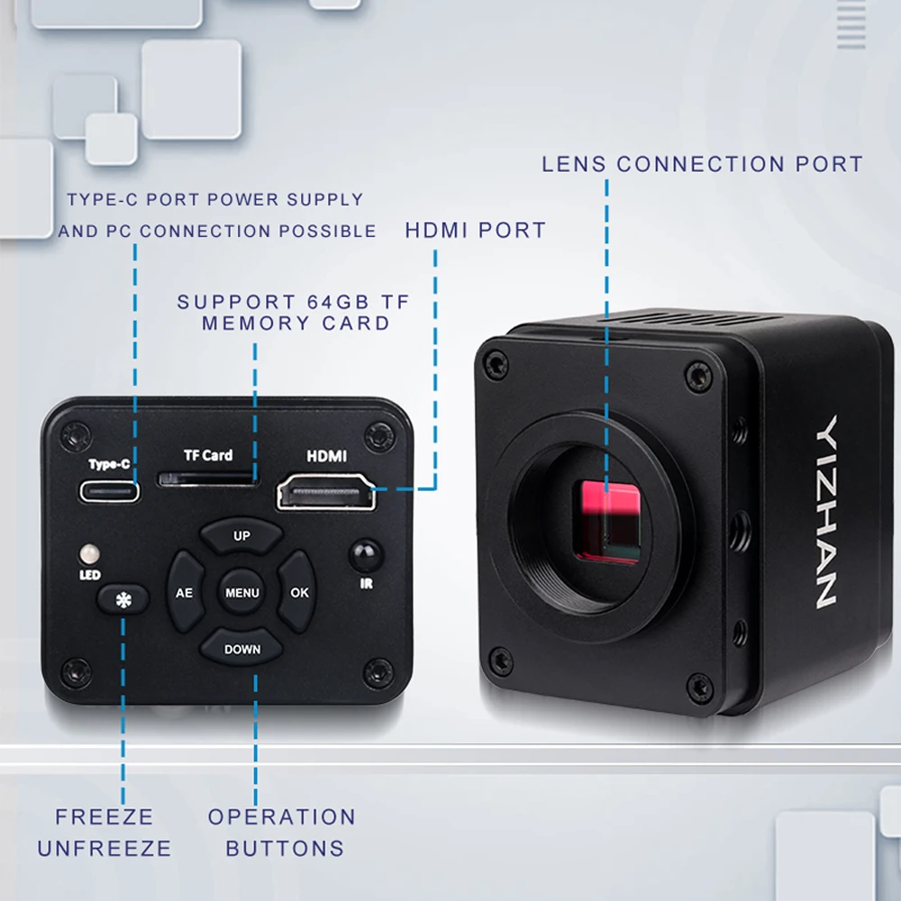 4K กล้องจุลทรรศน์ดิจิตอลอิเล็กทรอนิกส์สําหรับบัดกรีชุดกล้องจุลทรรศน์ 1080P HDMI VGA USB กล้องอุตสาหกรรม 150x เลนส์พับวงเล็บระยะไกล