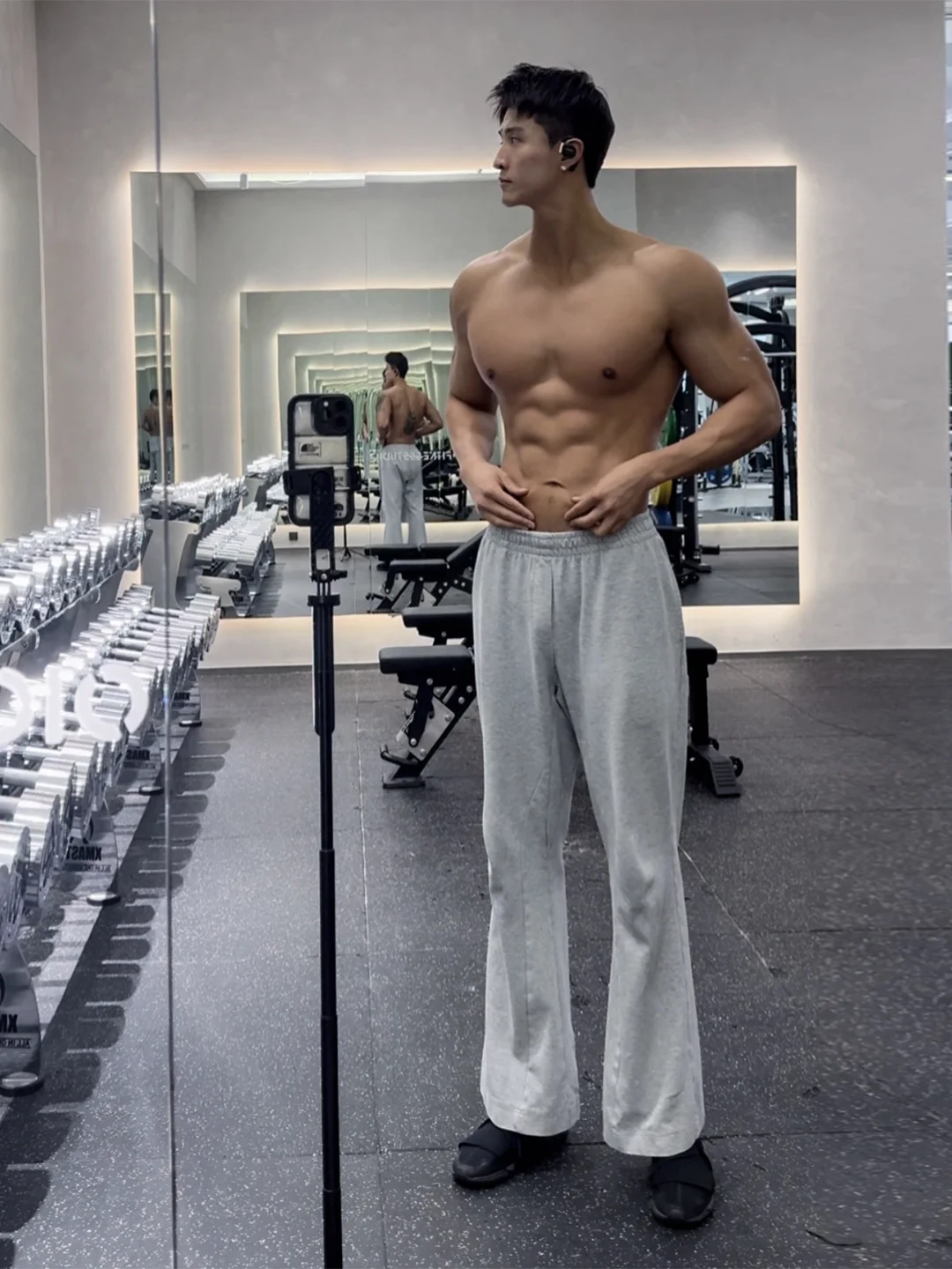 

ey Slant Cut Fitn Sports Men's Casual Pants Autumn High Rise Slimming Loose Drapey Straight Leg Wide Leg Trousers