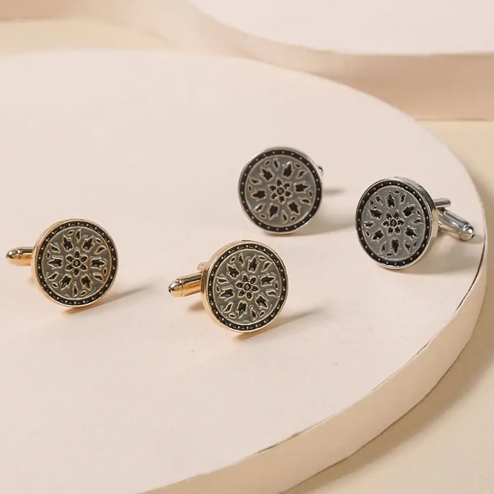 2pcs Round Alloy Cufflinks Fashion Men\'s Suit Shirt Cuff Buttons New Painted Round French Style Cufflinks Elegant Style Knot