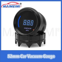 -1~0 Kpa Smoke Lens Blue LED Vaccum Gauge With Sensor 52mm Gasoline Car Digital Vacuum Meter With Warning Light