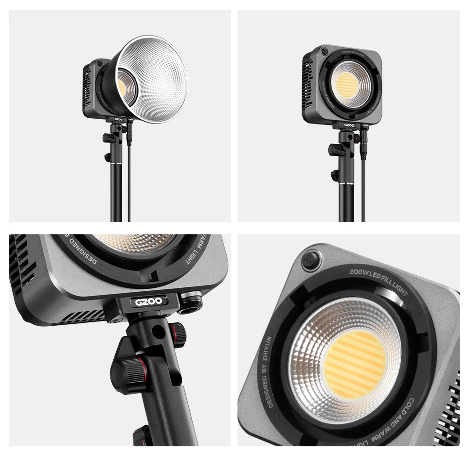 ZHIYUN MOLUS G200 200W LED Video Light Photography Lighting Fill Light for Photos Studio Video Youtube TikTok Outdoor Shooting