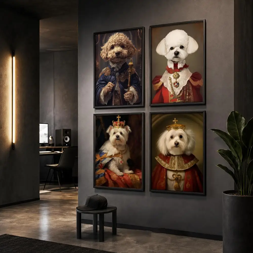 Dog King Vintage Royal Portrait Poster HD Home Wall Stickers House Hallway Living Room Bedroom Bar Office Decor Art Prints