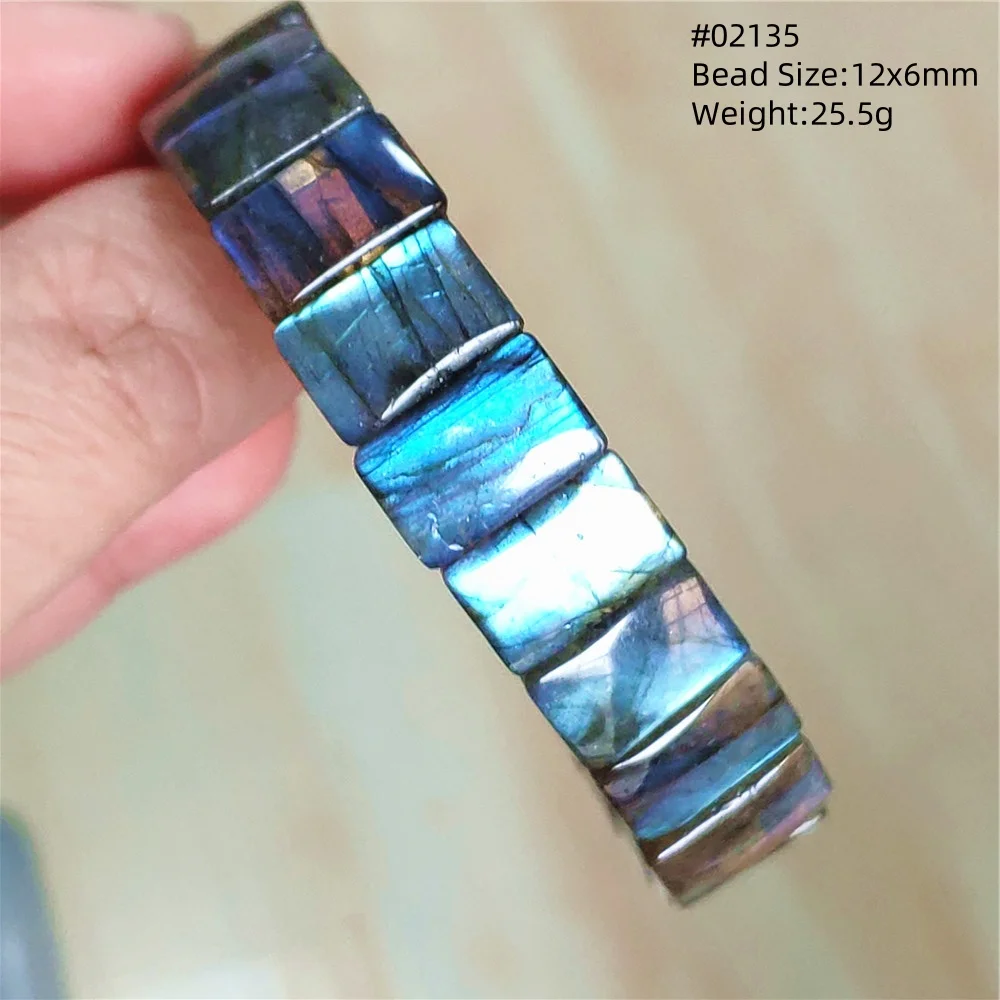 

Natural Blue Labradorite Light Clear Rectangle Beads Bracelet Bangle Rainbow Labradorite Women Men Fashion Moonstone AAAAAAA