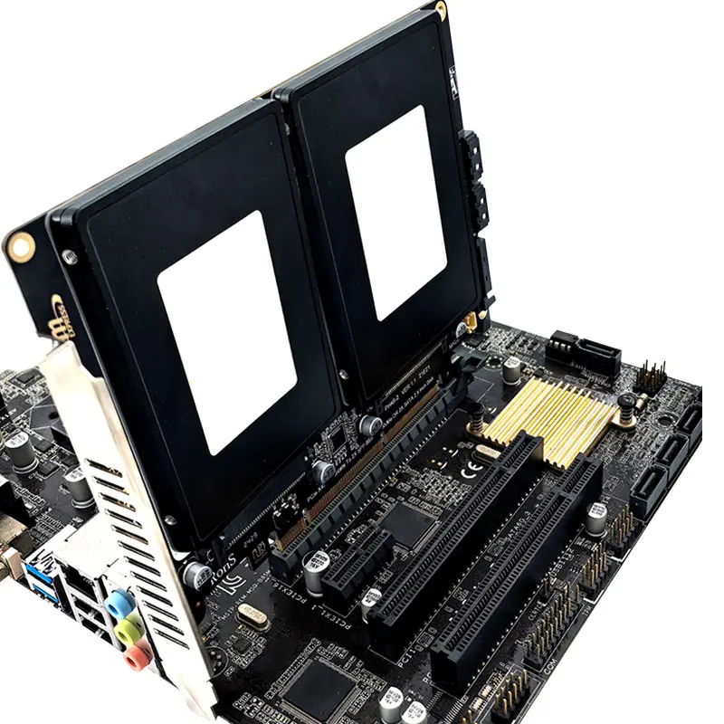 U.2 بطاقة محول محرك مزدوج 2.5 بوصة SATA القرص الصلب إلى PCIE4.0 سبليت بطاقة U2 إلى PCI E بطاقة محول U.2 PCIe محول