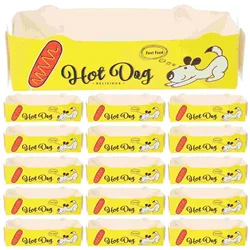 50pcs Disposable Paper Food Serving Tray Foldable Coating Snack Open Box Hot Dog Fries Chicken Box