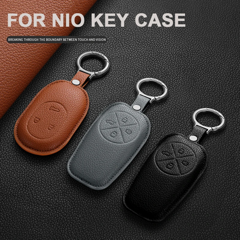 

For Wei Lai NIO ET5 ET7 ES7 EC7 2020 2022 ES6 2019 ES8 2018 Leather Car Smart Key Cover Case Keychain Car Styling Accessories