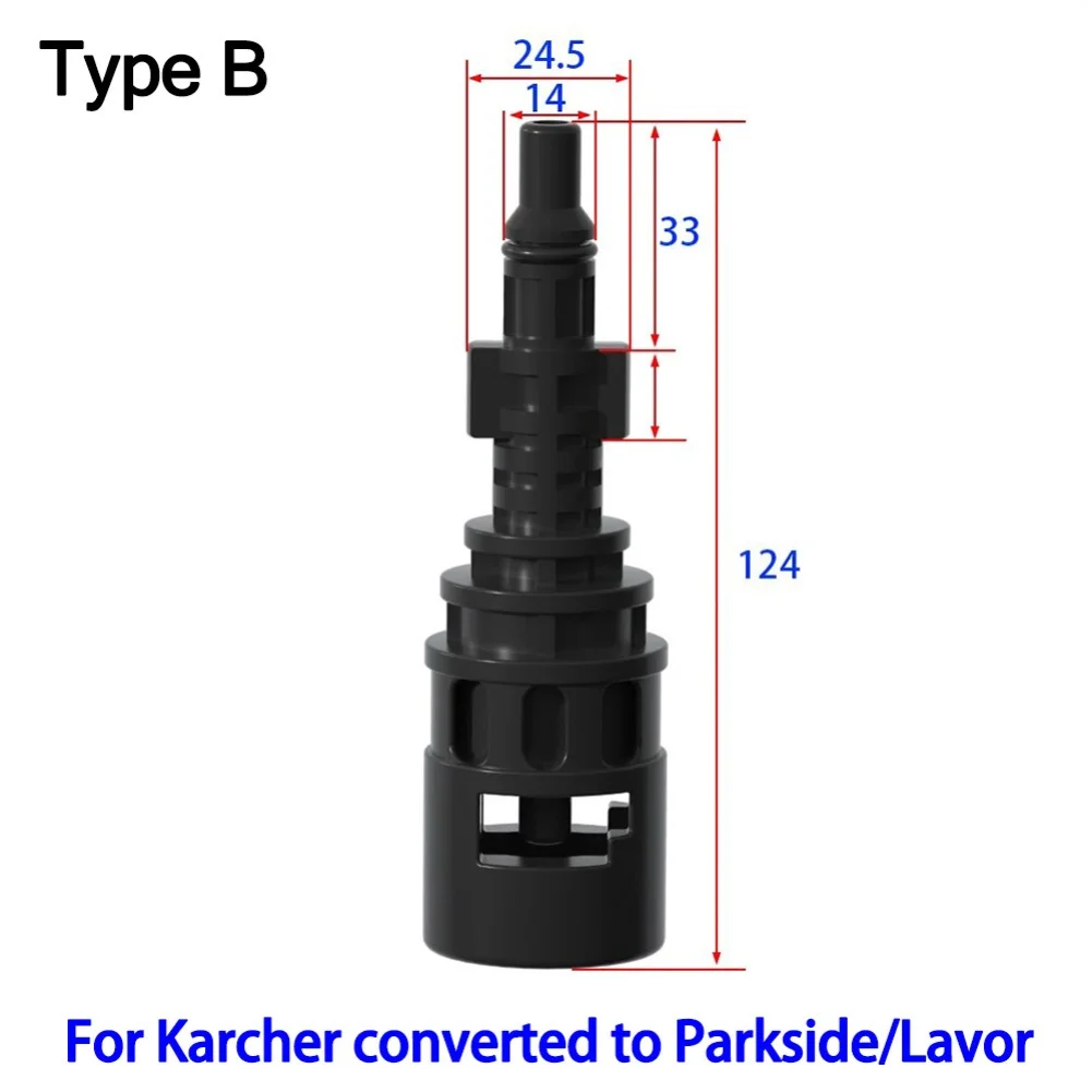 for karcher Compatible Part High Pressure Adapter Snug Fit Structure Robust Plastic Construction 124mm Length Design