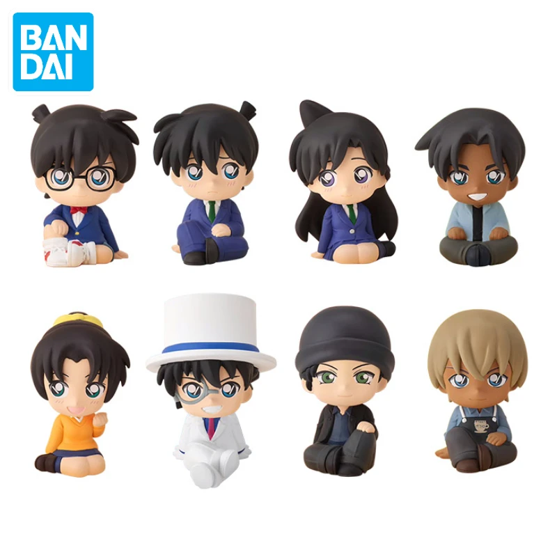 In Stock Bandai Shokugan Detective Conan Conan Edogawa Q Version Sitting Pose Anime Action Figure Toy Gift Model Collection