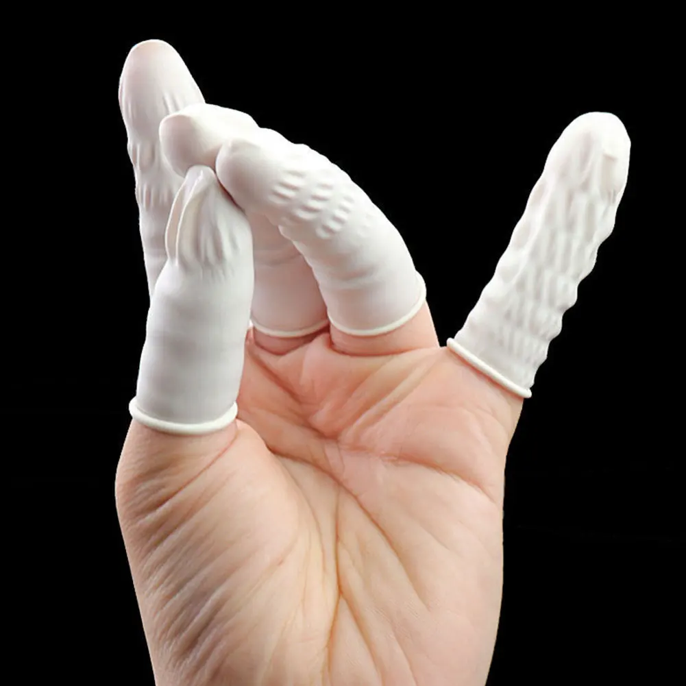 Guantes Protectores desechables de goma Natural para dedos, antideslizantes, antiestáticos, látex, herramienta duradera, 100 piezas