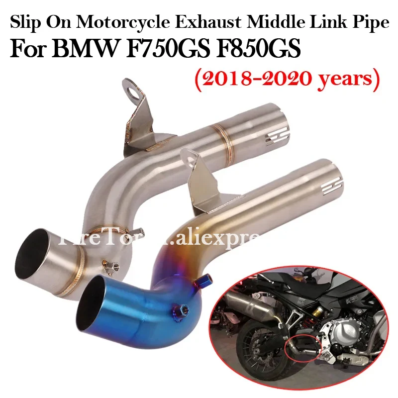 Slip On For BMW F750GS F850GS 2018 2019 2020 Motorcycle Exhaust Escape Modified Mid Middle Link Pipe Connect Original Muffler