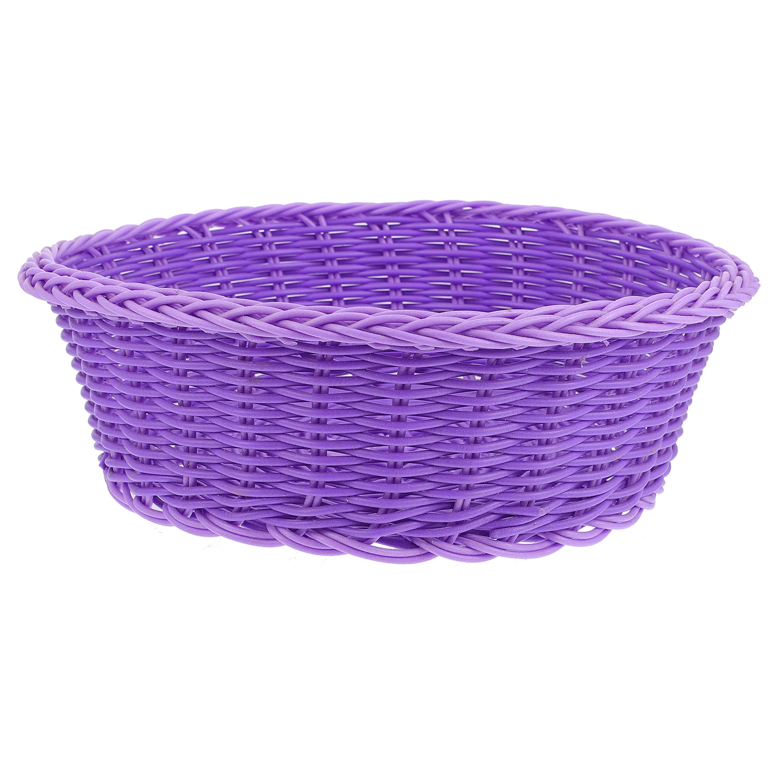 

Wicker Fruit Drain Basket Baskets Woven Bread Storage Bin Stand Rattan Serving Tray Purple