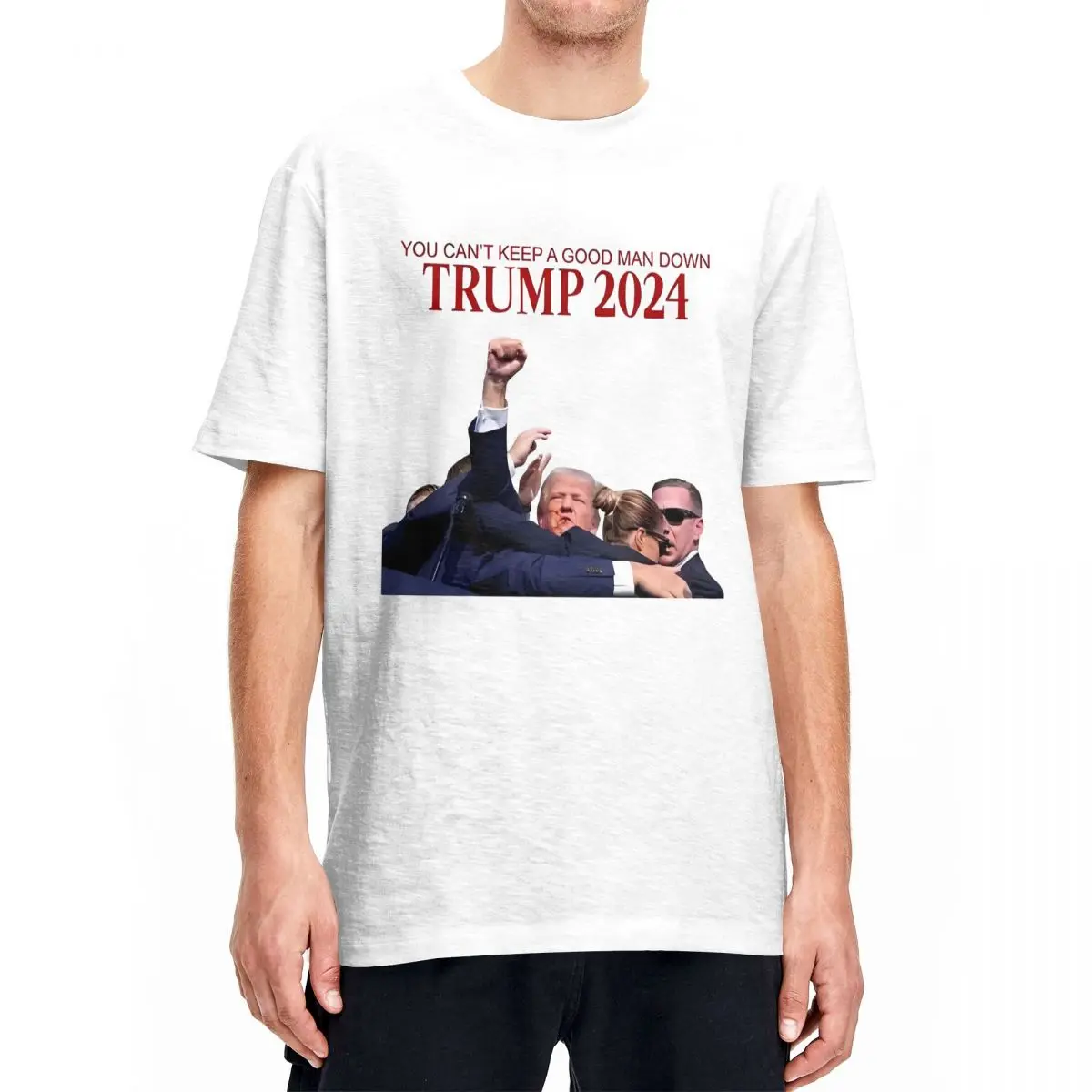 Men Donald Trump 2024 T Shirts You Can't Keep A Good Man Down Cotton Tops Funny Short Sleeve T Shirt O-Neck Tshirt Large Size