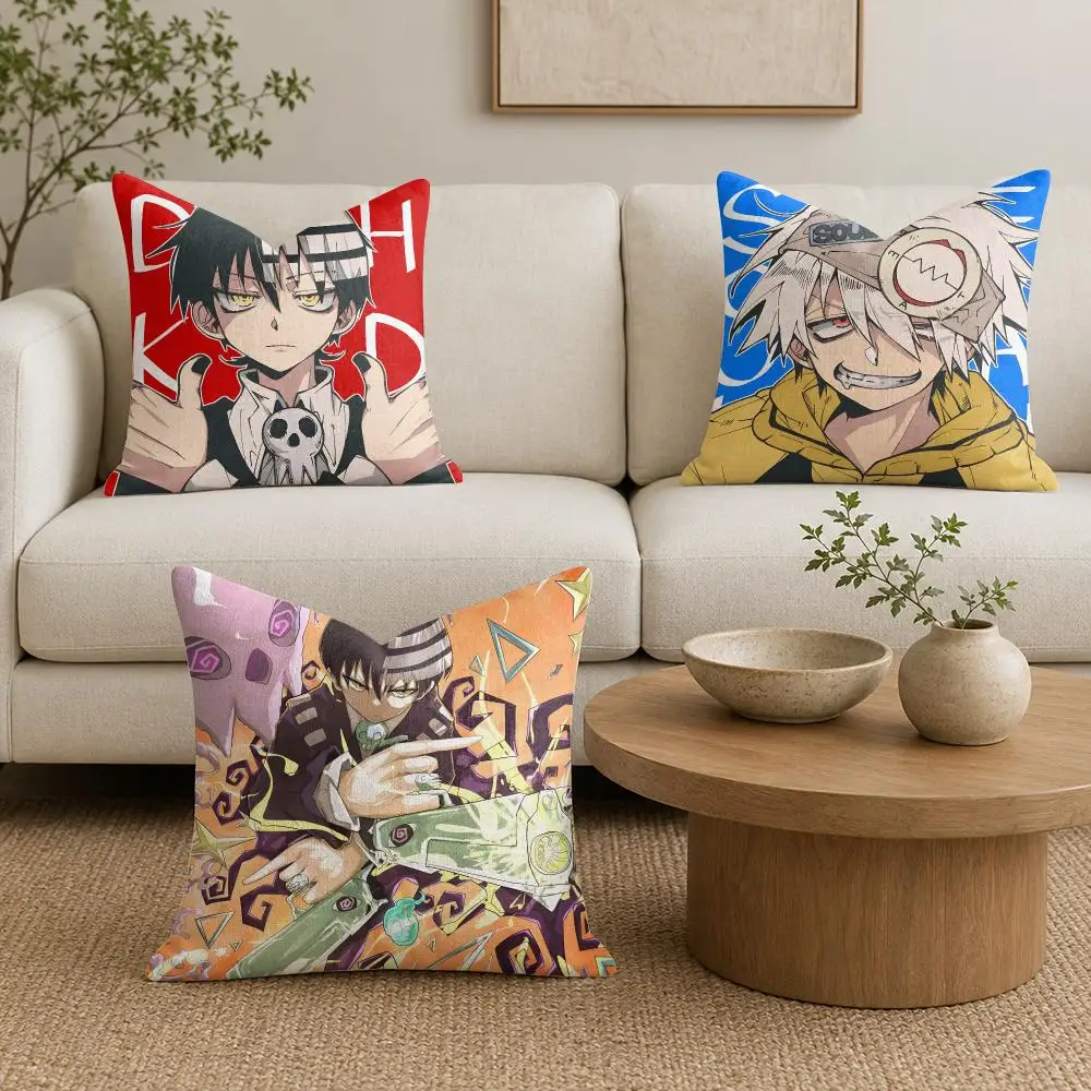 Japanese Anime S-Soul Eater Cushion Cover Organic Linen Square Pillow Case Durable Non-Allergenic And Kind To Skin