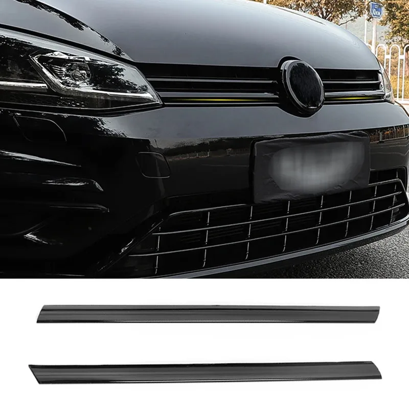 1 SET Glossy Black Car Front Bumper Grille Trim Grill Decoration Strip Covers for VW Golf 7 7.5 MK7 Exterior Accessories