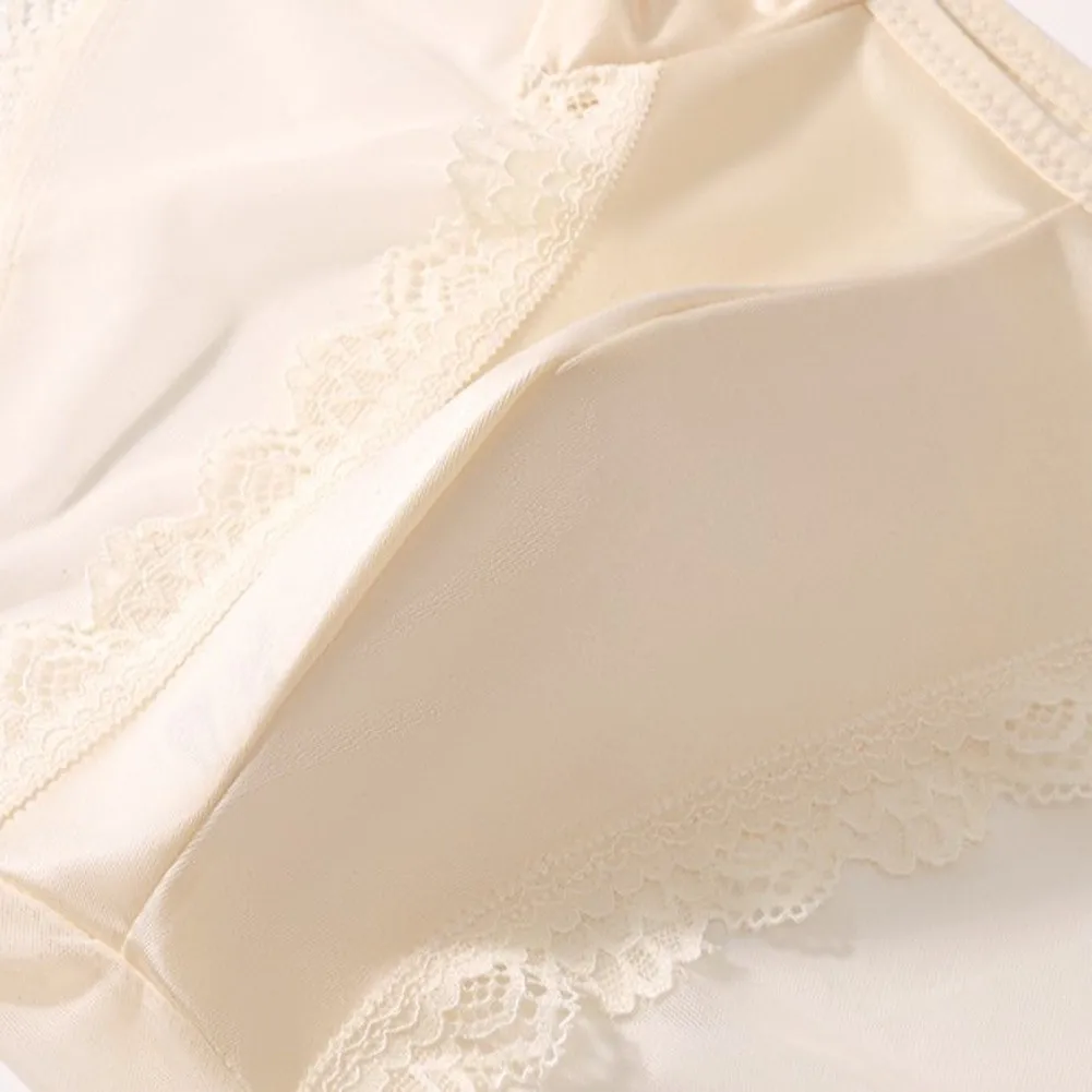 Men's Lace Ice Silk Briefs with Bulge Pouch High Split Design Satin Underwear for Men Bowknot Detail Breathable Comfort
