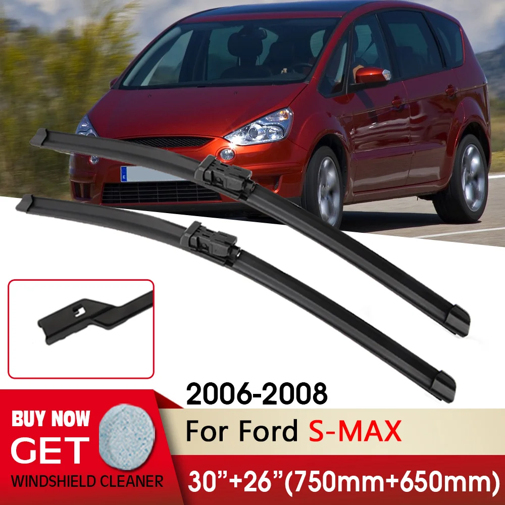 

Car Wiper RHD&LHD Front Wiper Blades 30"+26" For Ford S-MAX 2006-2008 Fit Push Button Arm Windshield Windscreen Front Window