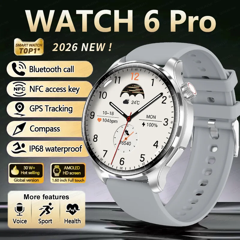 2026 Nieuwe GPS SmartWatch BluetoothCall IP68 Waterdicht AMOLED Scherm Aangepaste AOD Wijzerplaat Sport Smartwatch Mannen Vrouwen Android iOS