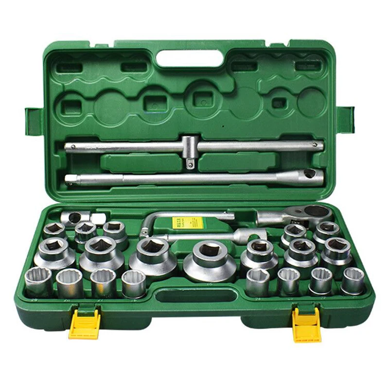 26Pcs Heavy Duty Socket Set Mechanic Auto Repair Socket Wrench Combination Socket Wrench Auto Repair Tools