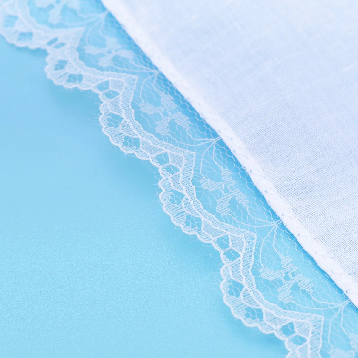 

4pcs Cotton Handkerchiefs Pure White Lace Edge Embroidery Soft Durable Premium Minimalist Style Daily Use Pure Cotton