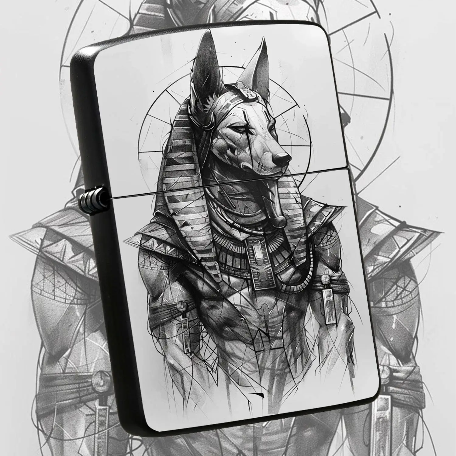 Creative Egyptian Anubis Themed Portable Lighter, Stylish Sketch Decor Everyday Use Ignition Tool, Retro Myth Vibe Practical Accessory, Suitable For All Scenarios, Ideal For Gifting Personal Collection, Unique Artistic Design Show Distinct