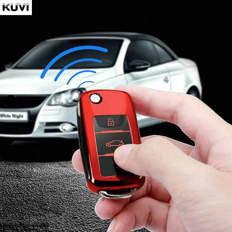 TPU Car Key Case Cover Shell Fob For Volkswagen VW Polo Golf Passat Tiguan Beetle Caddy T5 Up Eos Skoda Octavia Seat Leon Altea