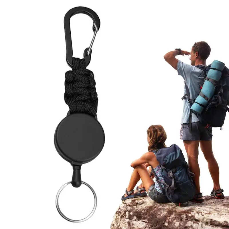 Extendable Keychain Carabiner Badge Holder Keyring Retractable Cord Key Chain Carabiner Belt Clip Keychain Retractable Key Clips