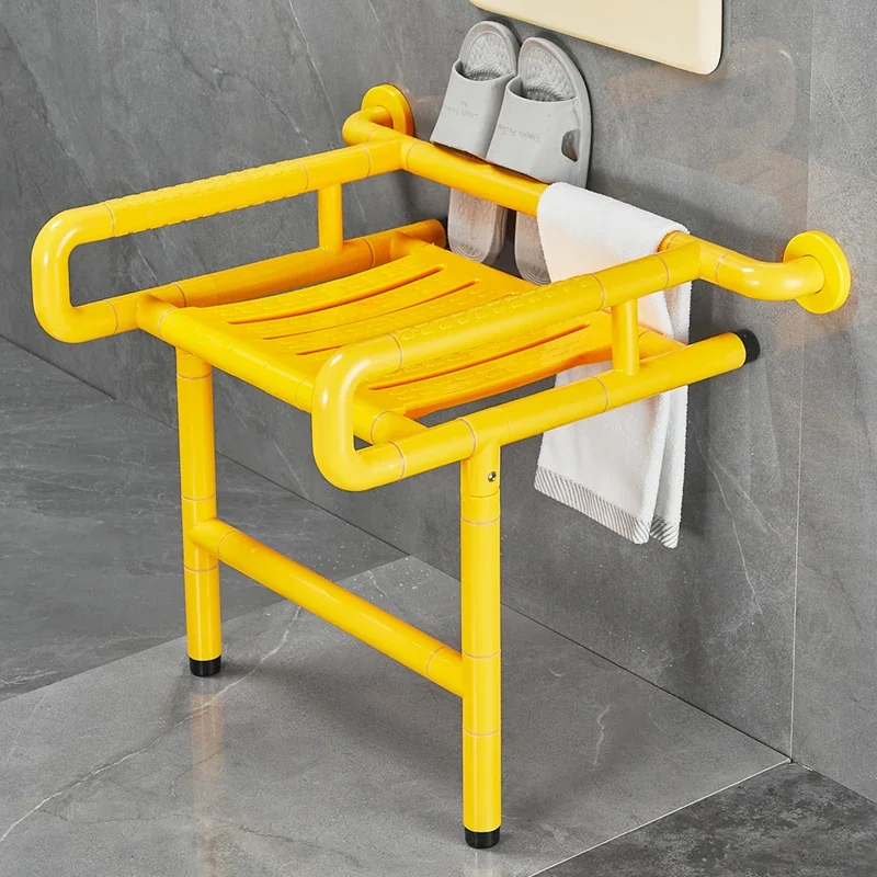 Bathroom folding stool bathroom the elderly bathing stool elderly armrest railing wall-mounted non-slip safety bath chair