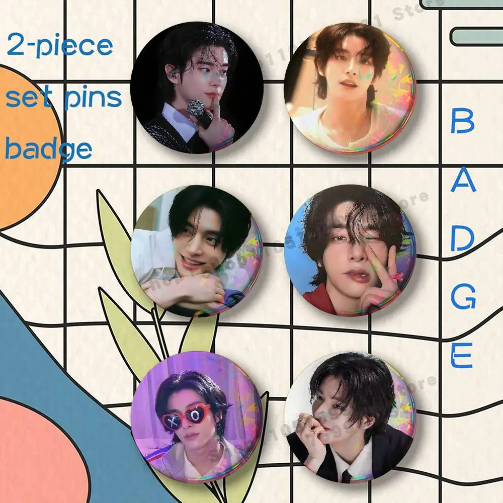 Kpop S-Sim Jaeyun Icons Brooches for Backpack Accessories 25 32 44 58 75mm Round 2-piece set Free Mix