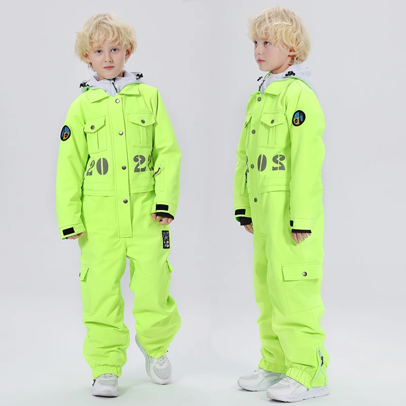 Winter Baby Boy Ski Clothes Girl Waterproof Mountain Sport One Piece Snowsuit Children Outdoor Snowboard Kids Tracksuit Jumpsuit