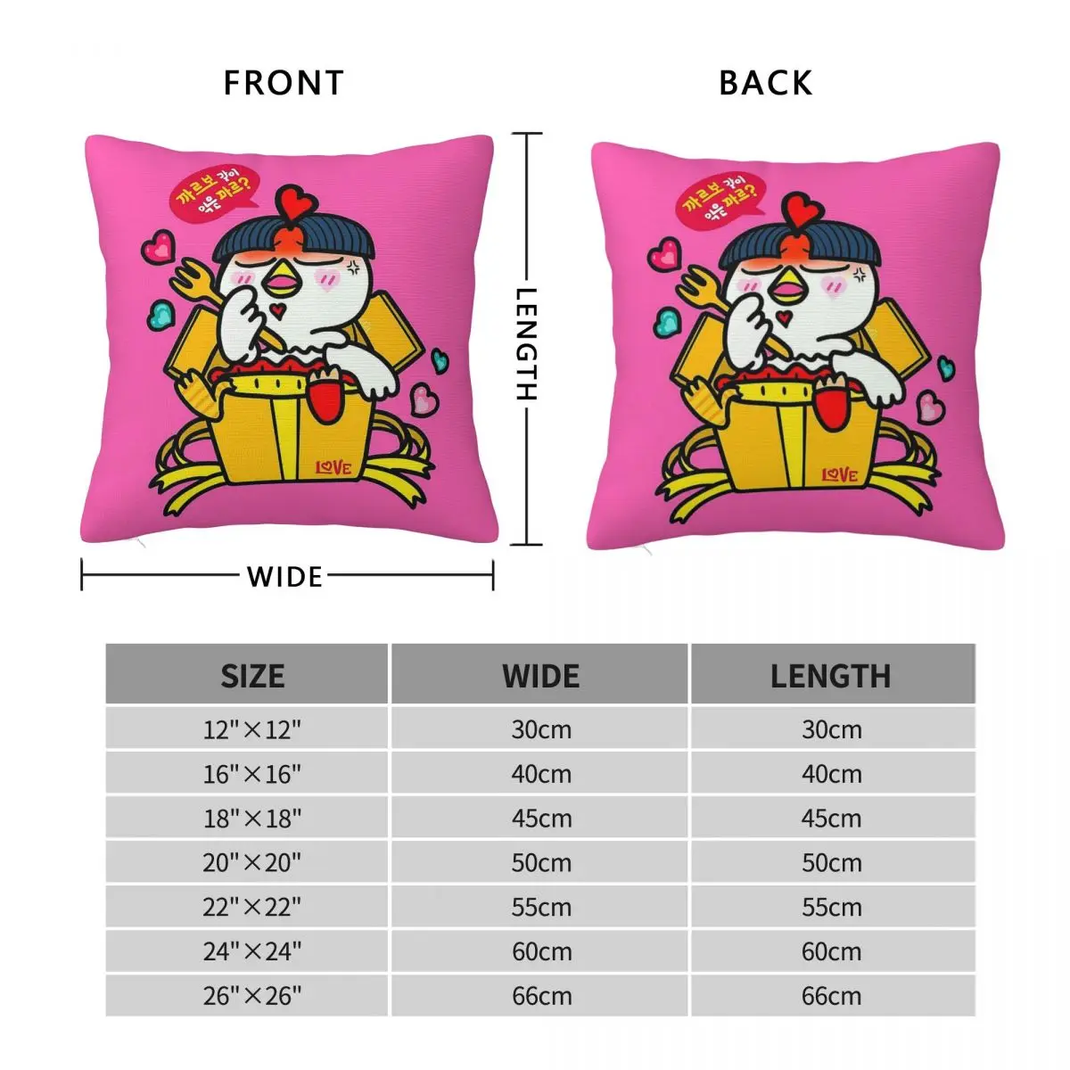Hot And Spicy Chicken Square Pillowcase Polyester Linen Velvet Creative Zip Decor Throw Pillow Case Sofa Seater Cushion Cover