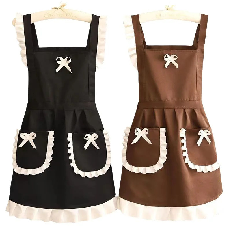 Cute Maid Outfit, Oil and Stain Resistant Apron with Waistband, Kitchen and Restaurant Work Clothes