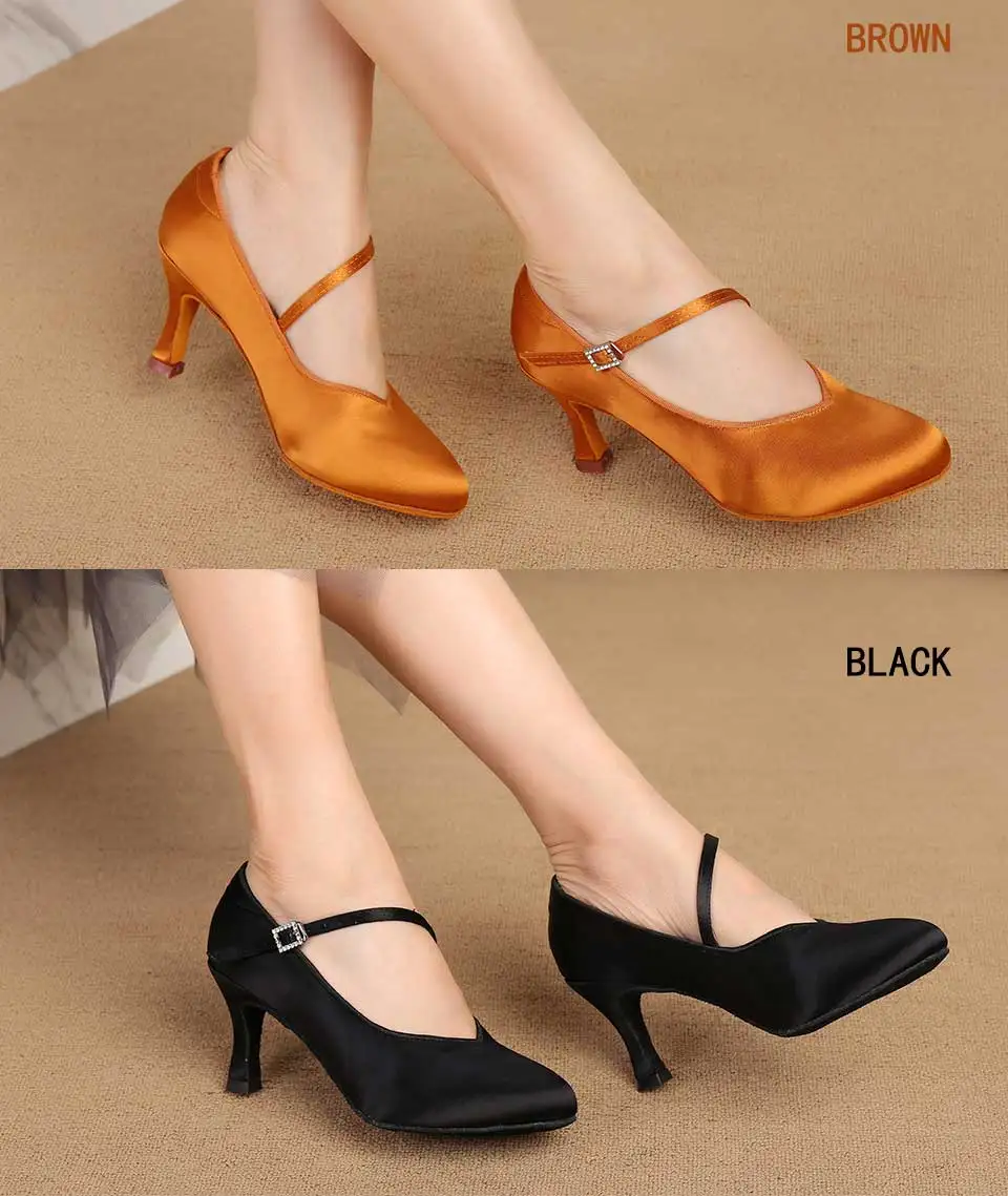 Women Dance Shoes Latin Dance Shoes Ballroom Shoe Ladies Modern Tango Shoes High Heels Soft Dancing Shoe Women Latin Tan Satin