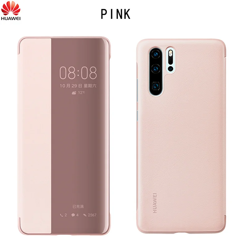 화웨이 P30/P30 Pro 케이스 용 기존 전화 케이스 스마트 뷰 창 가죽 보호 플립 케이스 커버 Funda