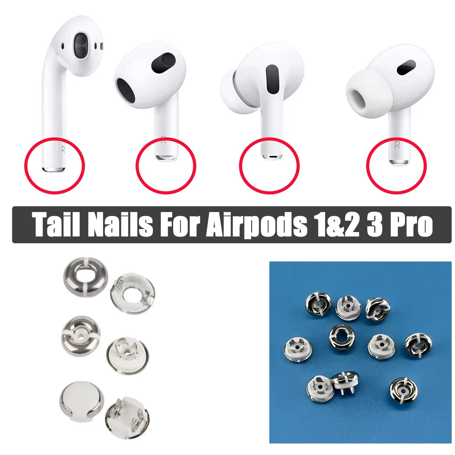 Professional Repair Tool Headphone Tail Plug Bluetooth Earphone Tail Nails Tail Pin Replacement For AirPods 1&2 3 pro 1st 2ed