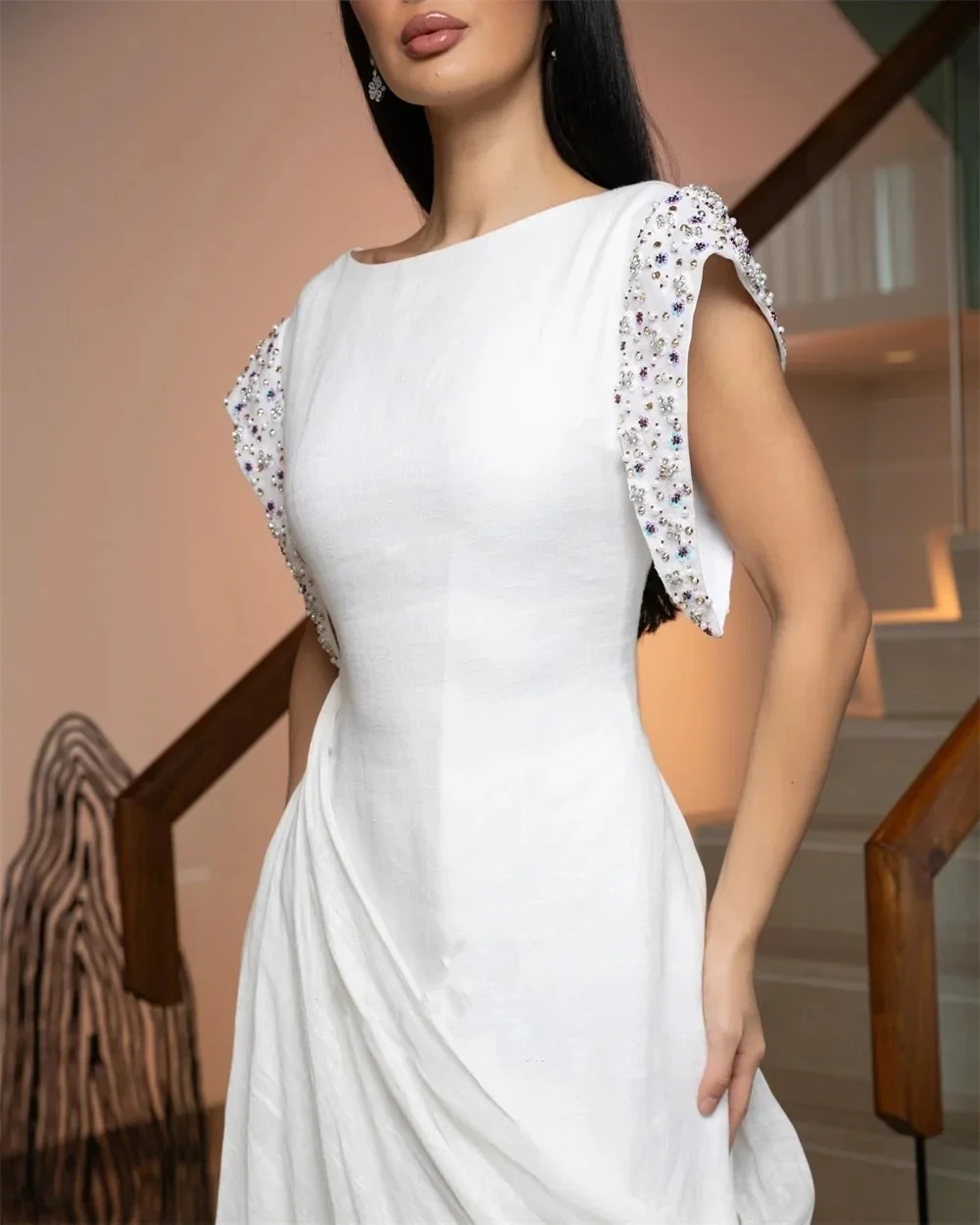 

Beaded Formal Women Long Bespoke Occasion Gown Evening Dress Pastrol Unisex Jersey Retro Dubai Saudi Arabic Prom 2026Customized