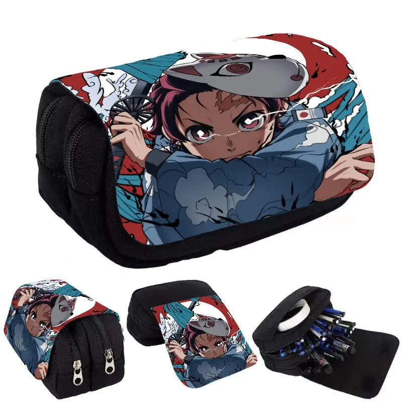 Demon Slayer 3d Anime Pen Bag Student Storage Bag Tanjirou Nezuko Zenitsu Giyuu Cartoon Pen Box Cute Boys Girls Pencil Case Gift