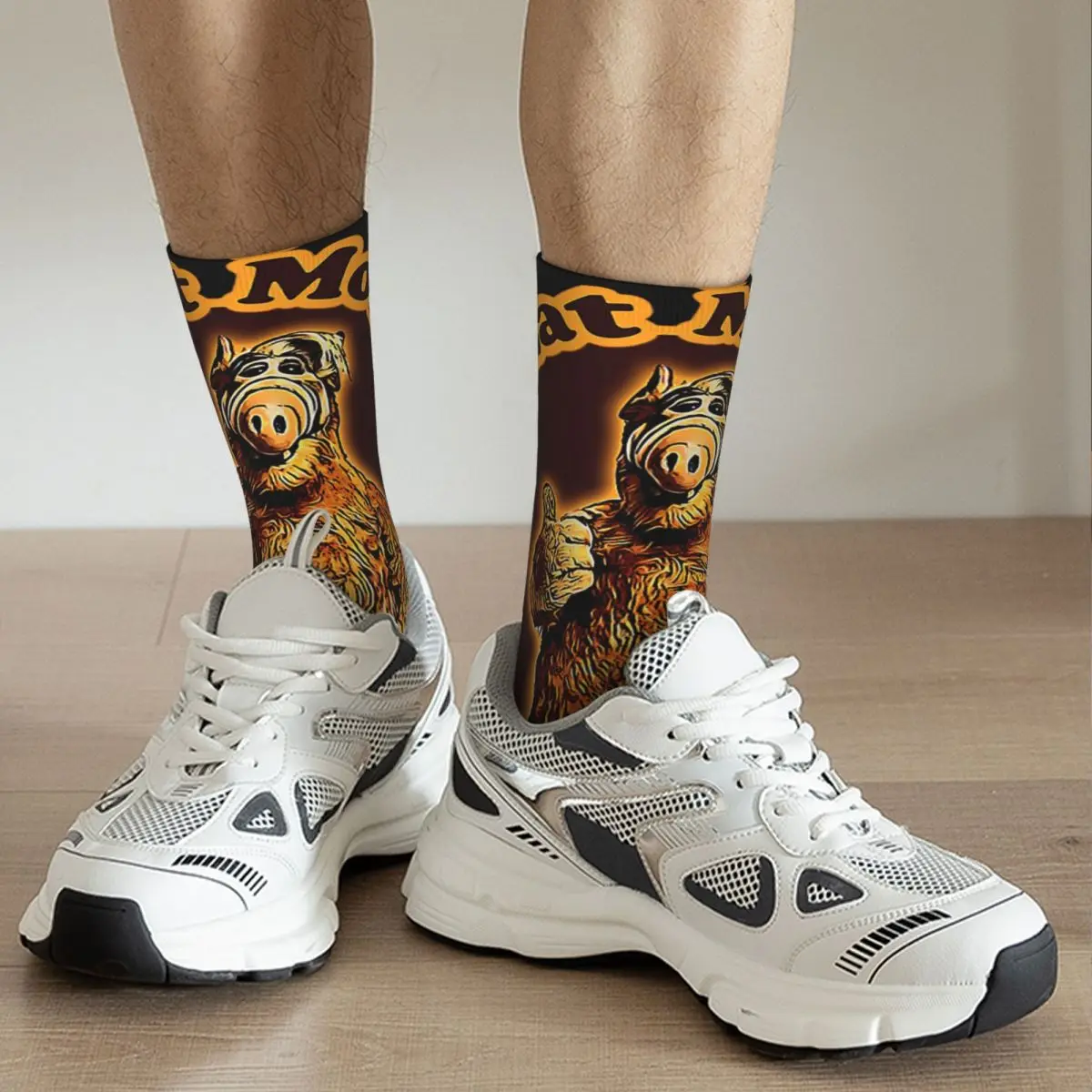 Calcetines de compresión con estampado divertido para hombre y mujer, calcetín Unisex de estilo urbano, Hip Hop, A-ALF