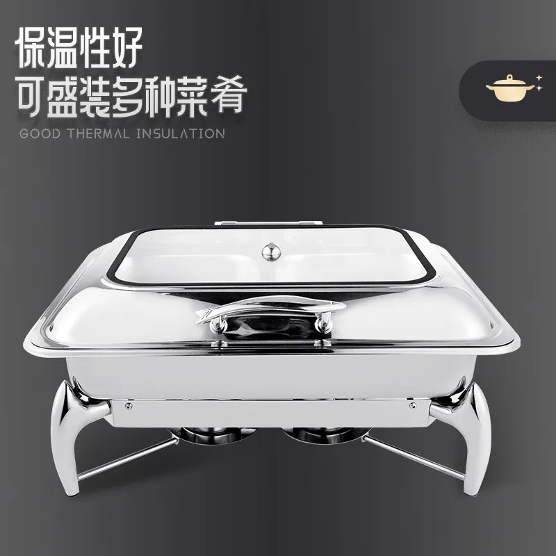 Stainless steel rectangular visual hydraulic cover commercial insulation furnace hotel restaurant luxury buffet furnace
