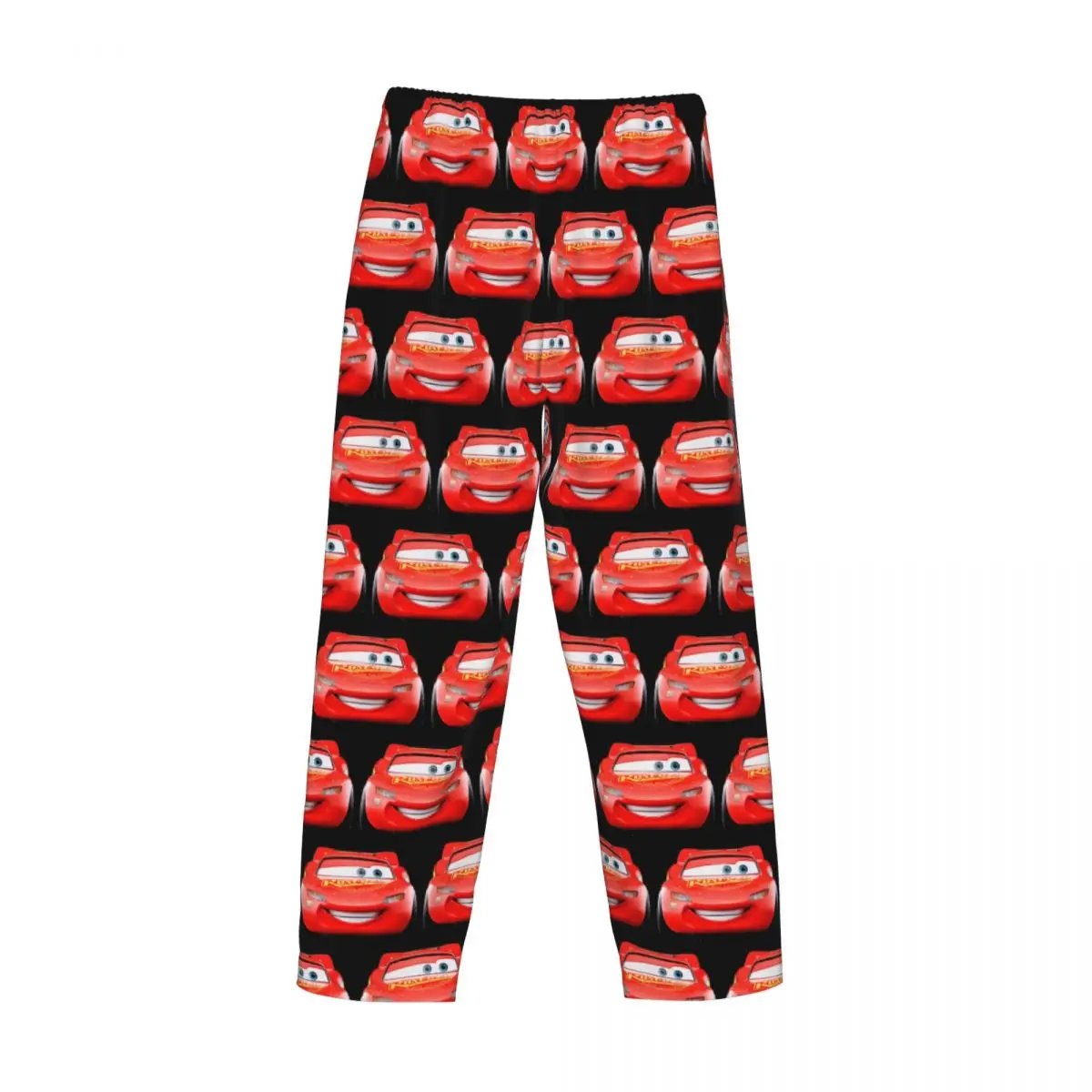 Custom Print Lightning Mcqueen Cartoon Cars Pajama Pants for Men Sleep Sleepwear Bottoms with Pockets