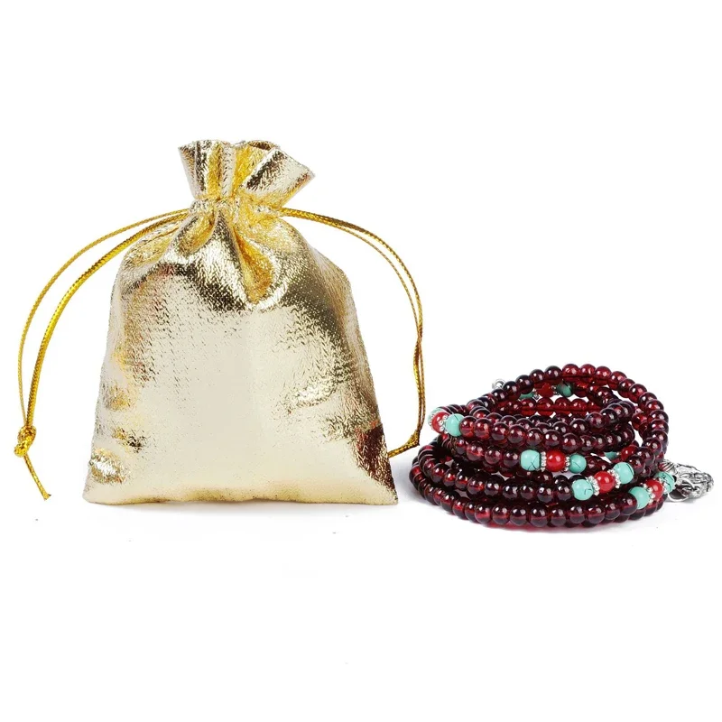 100Pcs Organza Drawstring Bags Gold & Silver Jewelry Gift Bag 9x7 Party Holiday New Year Christmas Wedding Pouches