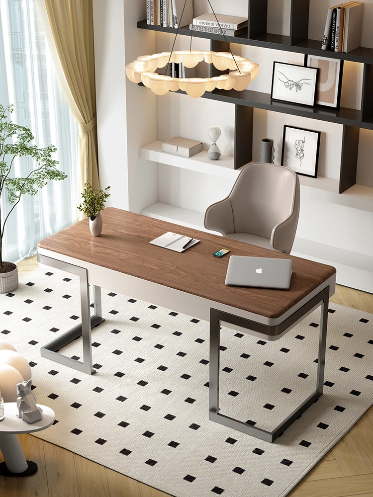 xx-Luxury Meeting Table Midcentury Antique Leather Solid Wood Computer Desk and Chair Combination Healthy Office Furniture*